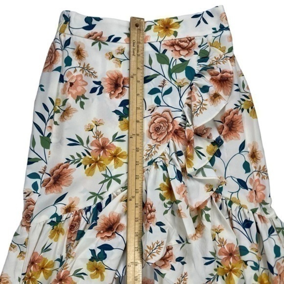 Milk & Honey Ruffle Hi Low Maxi Skirt Sz S Floral Elastic Waist Boho Summer NEW - Picture 6 of 9